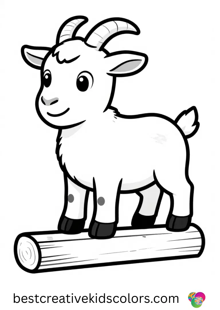  5 de mayo coloring page pdf free download shows a goat balancing carefully on a low wooden beam.