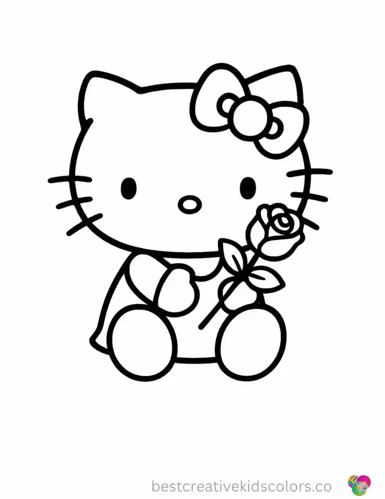 Adorable Hello Kitty Valentines Day Coloring Pages Instant Download
