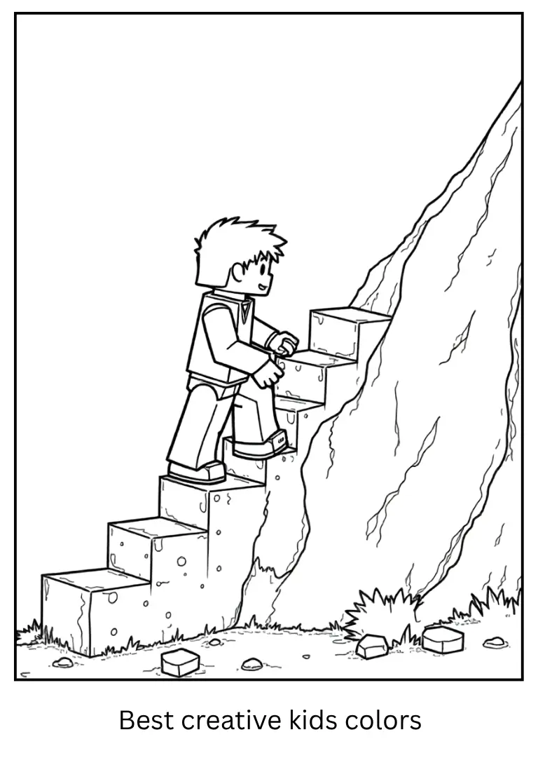 Alex Minecraft Coloring Sheet – Climbing a Mountain