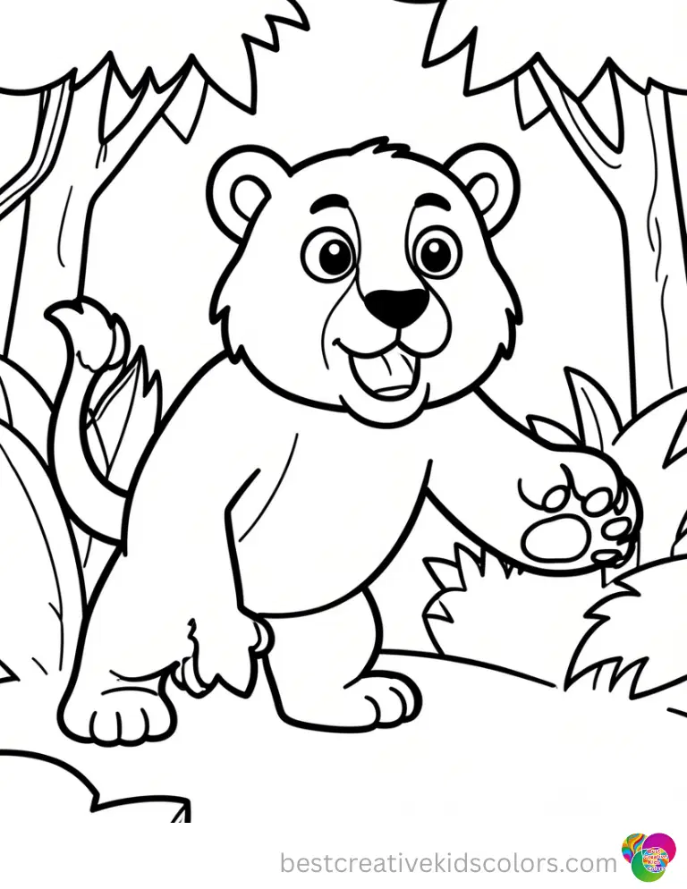 Alex presses his paws forward, signaling others ahead in Alex leading the jungle with a roar free download.
