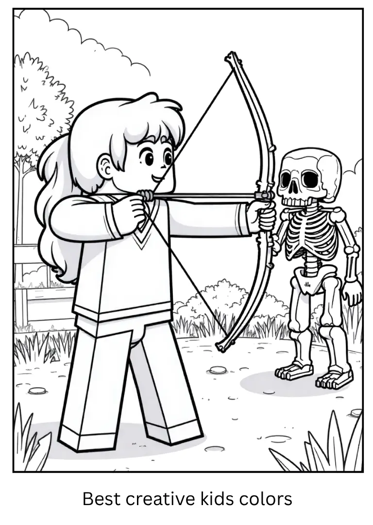 Alex with Bow – Minecraft Coloring Sheet