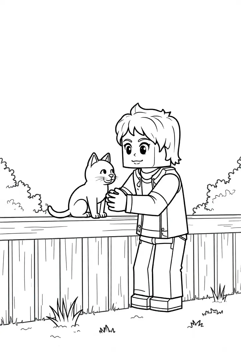 Alex with a Cat – Minecraft Coloring Sheet