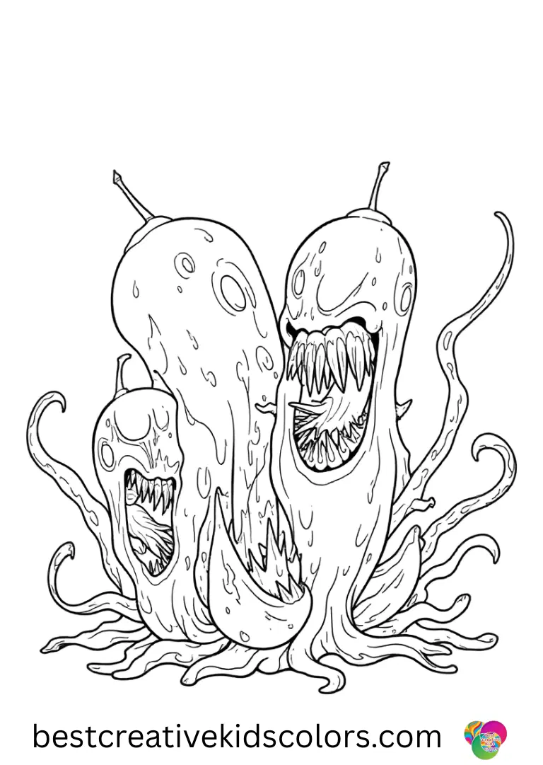 All Venom symbiotes names shows each alien emerging from separate pods on a clean, empty background.