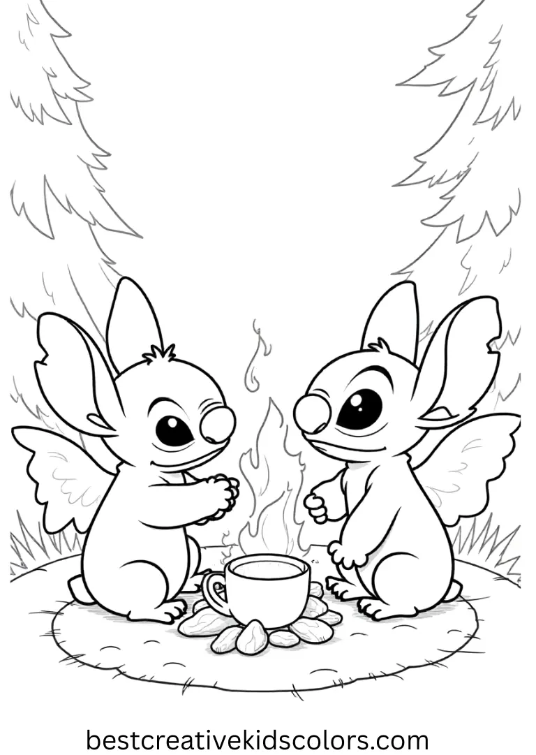 Angel and stitch coloring pages for adults