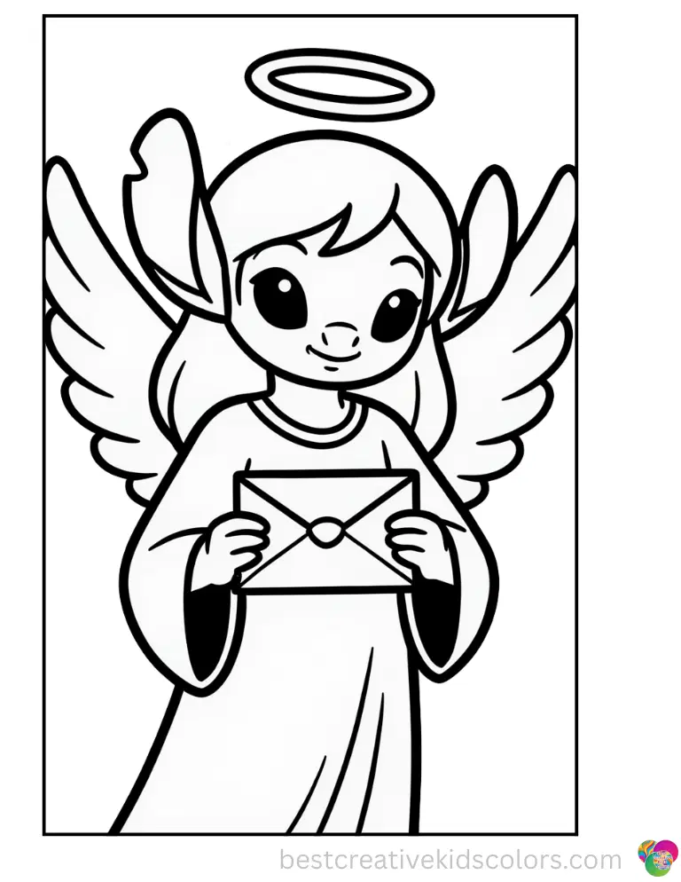 The beautiful angel from lilo and stitch coloring pages shows Angel folding an envelope.
