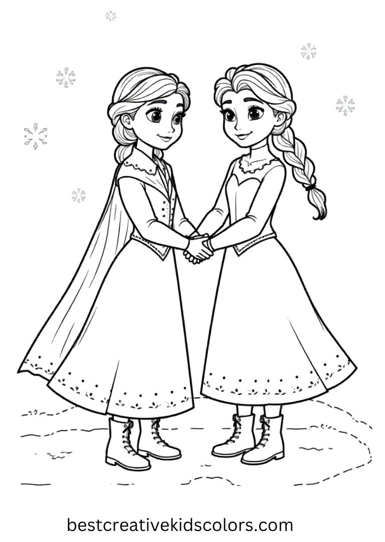 Magical Disney Coloring Pages – Print & Color for Kids 25 Anna Elsa Winter Friends Disney Coloring Page