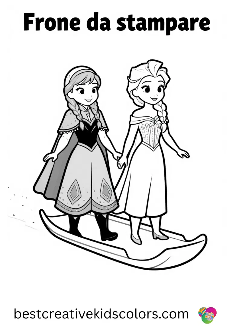 Anna Elsa da stampare Print Anna and Elsa gliding on sparkling ice slides in joyful, uncluttered scenes.