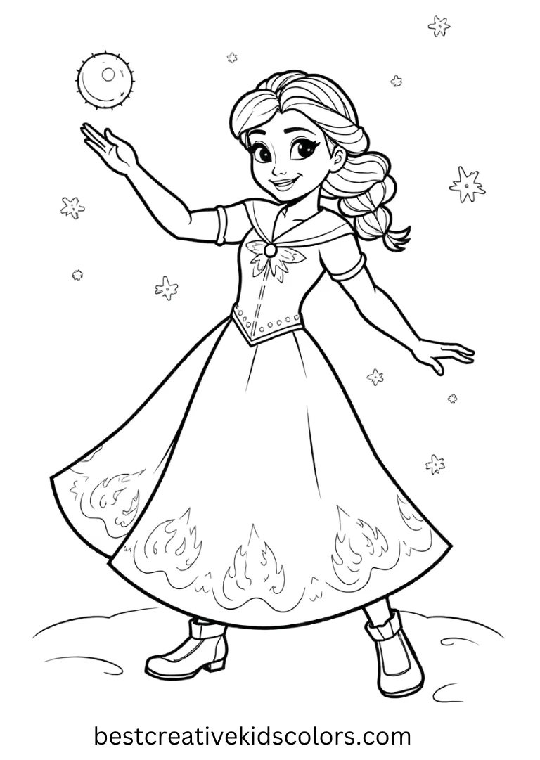 Anna’s Snowball Adventure Disney Coloring Sheet Join Anna’s snowy play with easy-to-color Disney Frozen Coloring Pages.