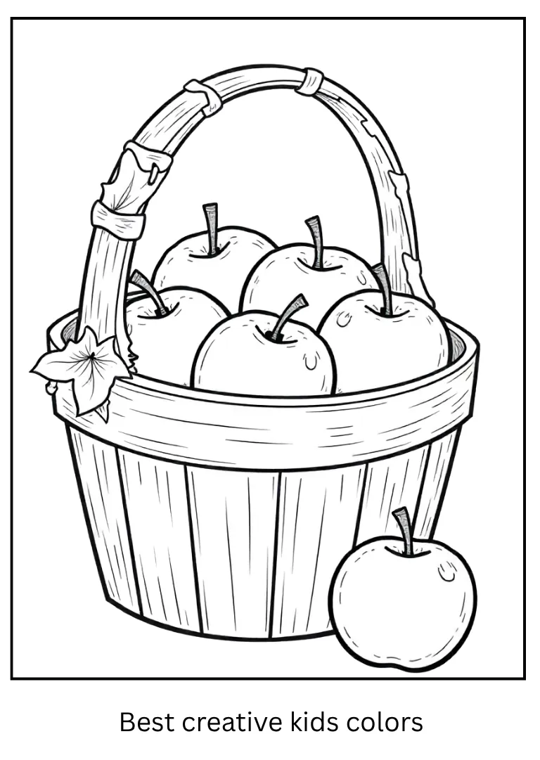 Apple Basket in Fall Coloring Page