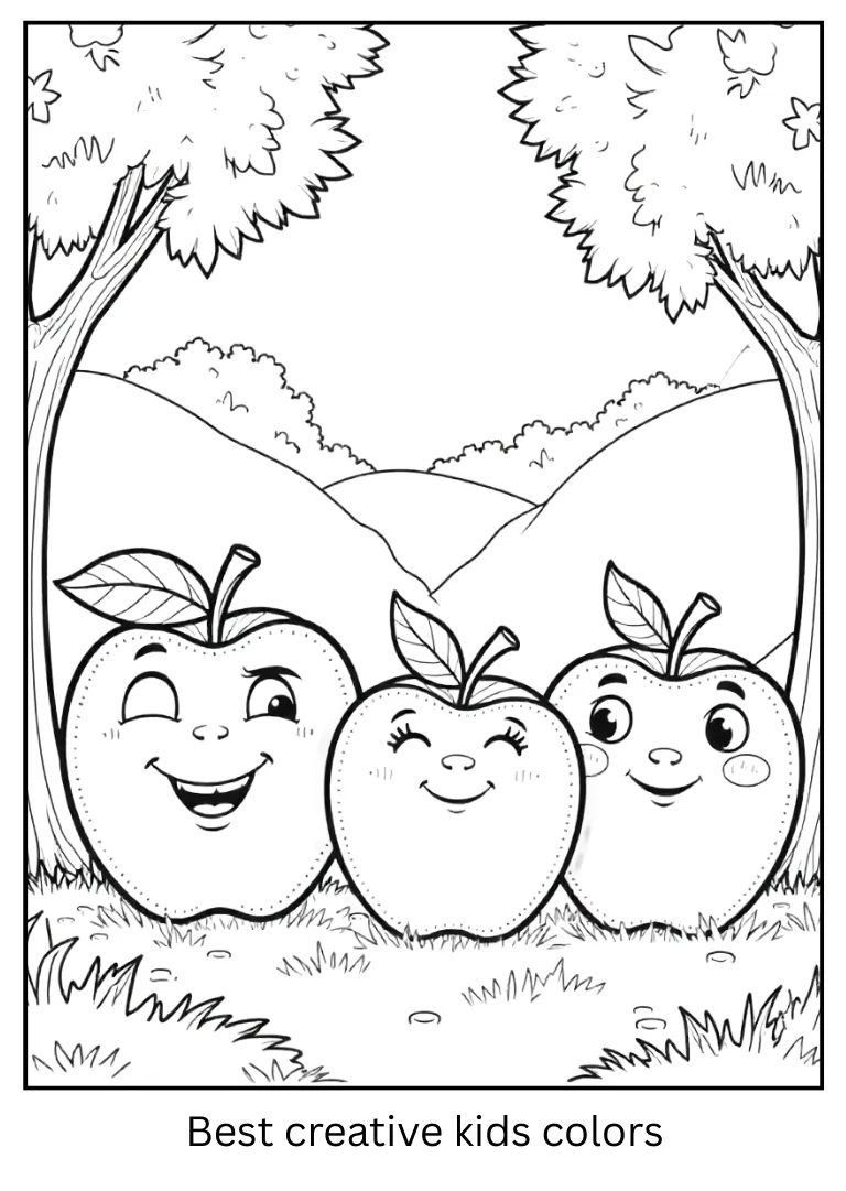 Apple Family Fun Coloring Page
