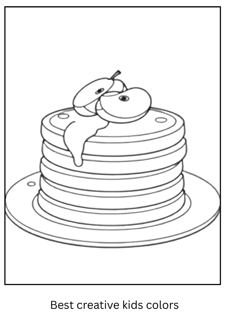Apple Pancake Stack Coloring Page