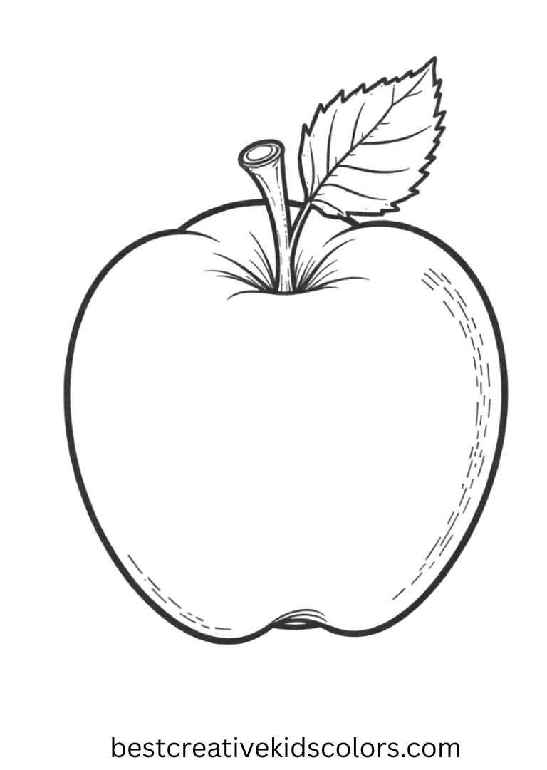 A labeled apple showing stem, skin, core, and seeds.