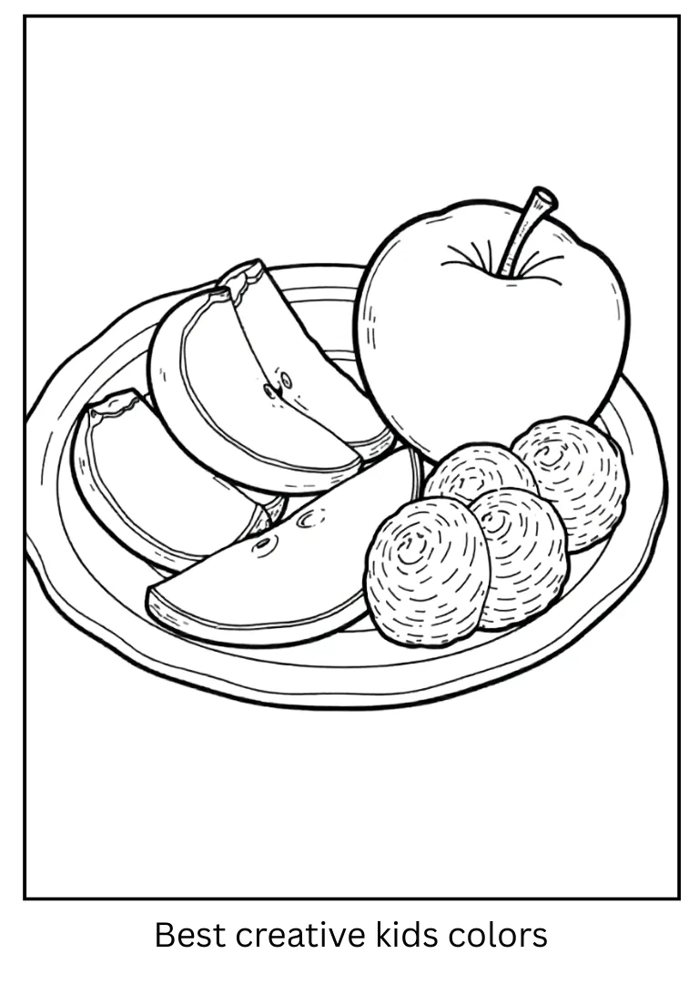 Apple Snack Plate Coloring Page