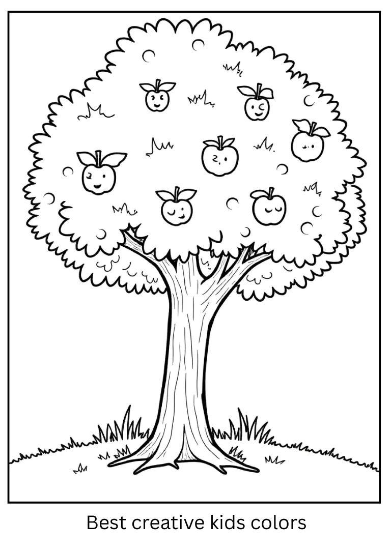 Apple Tree Scene Coloring Page