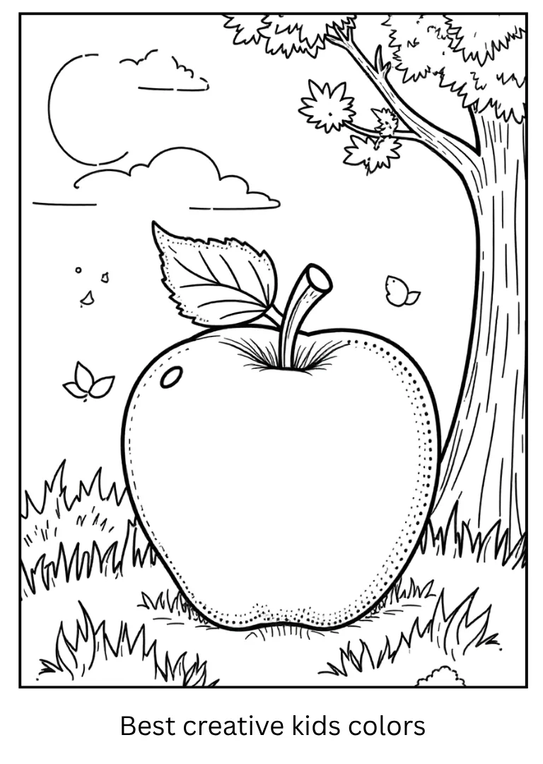 Apple Under Fall Sky Coloring Page