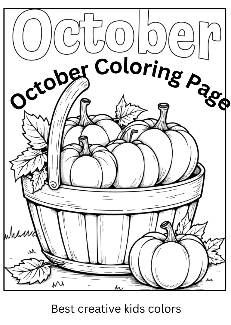 Apple and Pumpkin October Coloring Outline