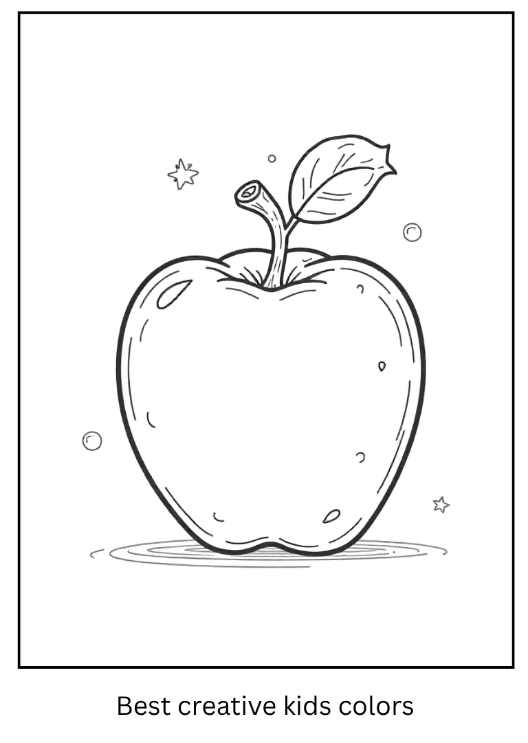 Apple in Cozy Kitchen Coloring Page