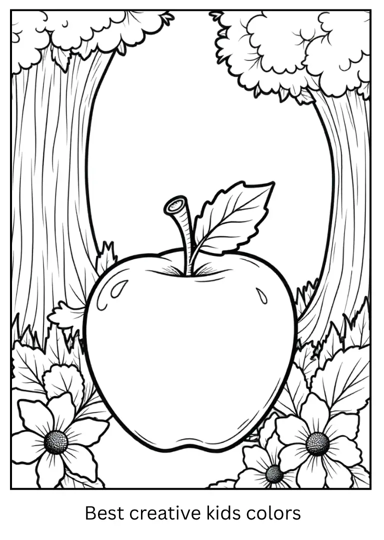 Apple in Forest Coloring Page