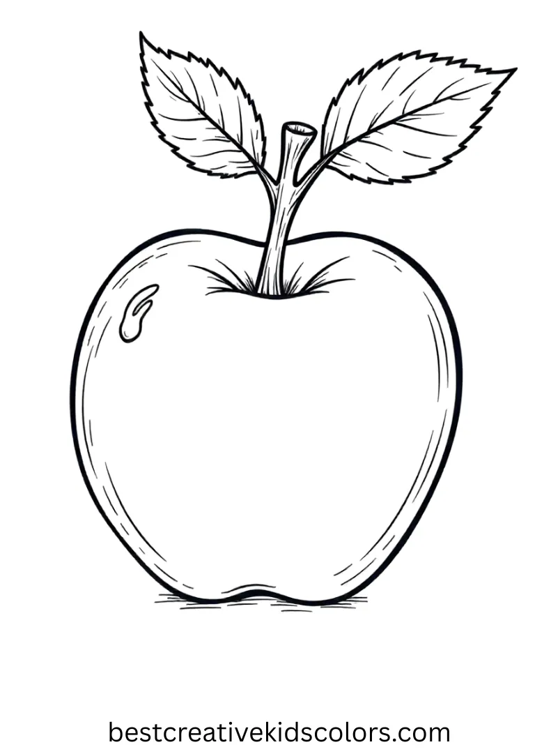Apple in Nature Learning Coloring Page
