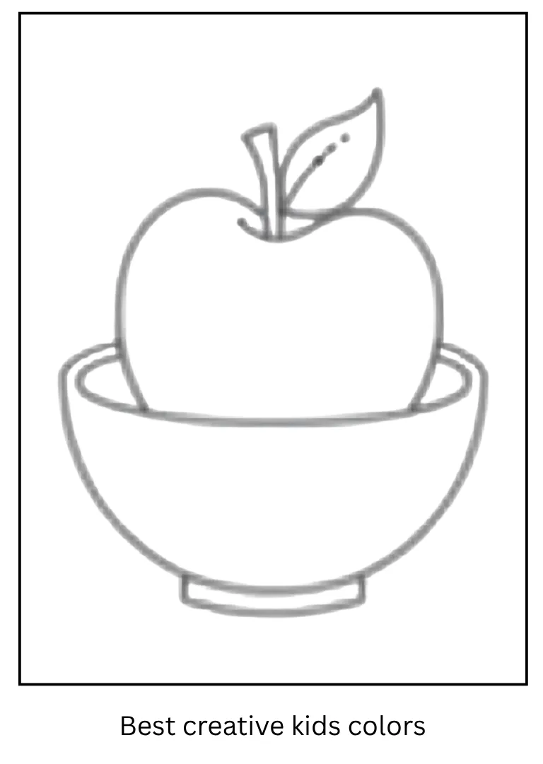 Apple in a Bowl Coloring Page