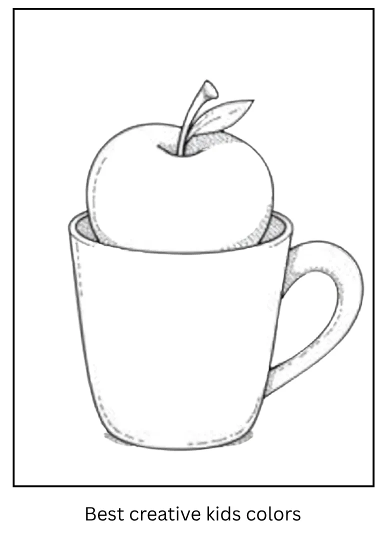 Apple in a Mug Coloring Page