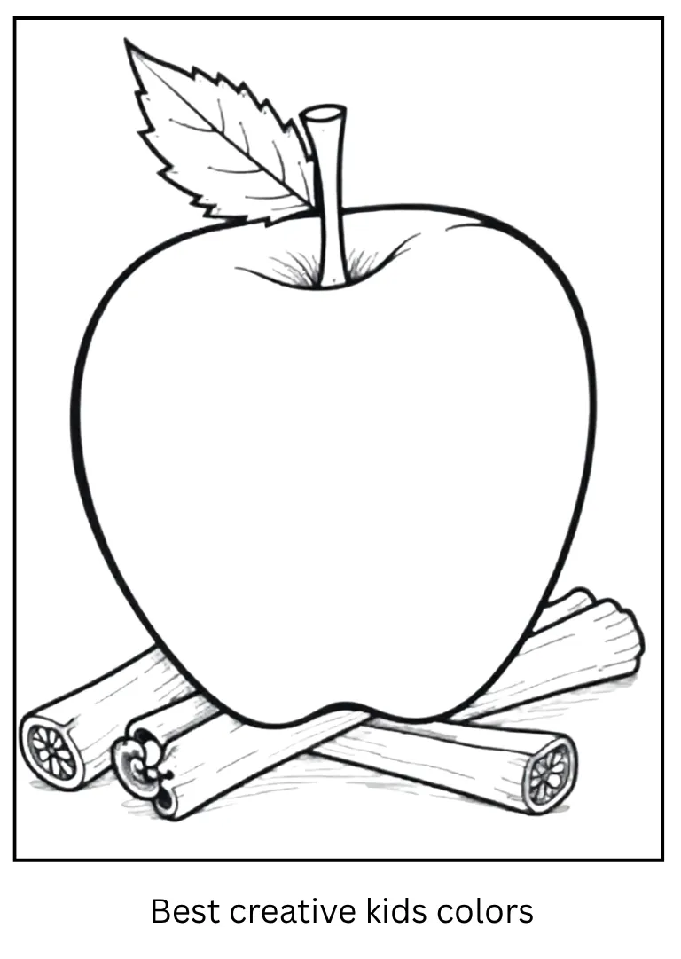 Apple with Cinnamon Sticks Coloring Page