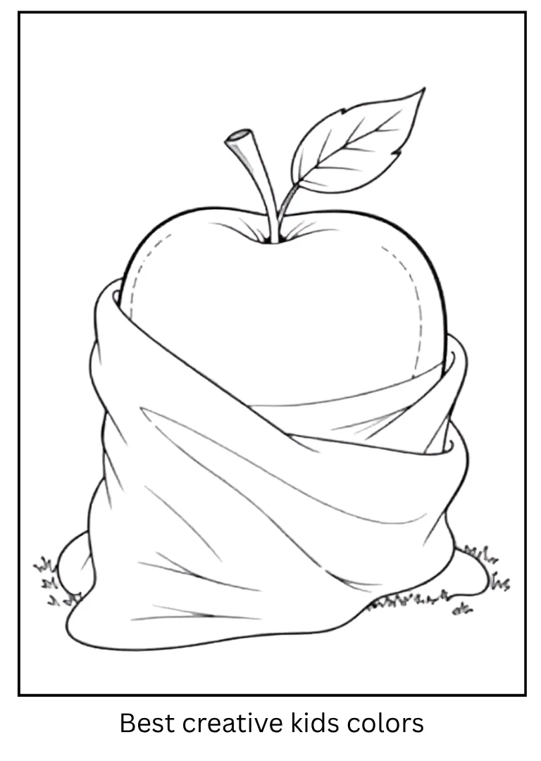 Apple with Cozy Blanket Coloring Page