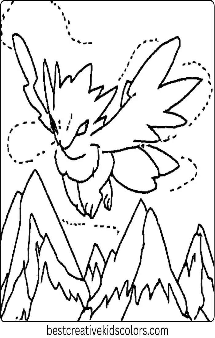Articuno Gliding Over Mountains