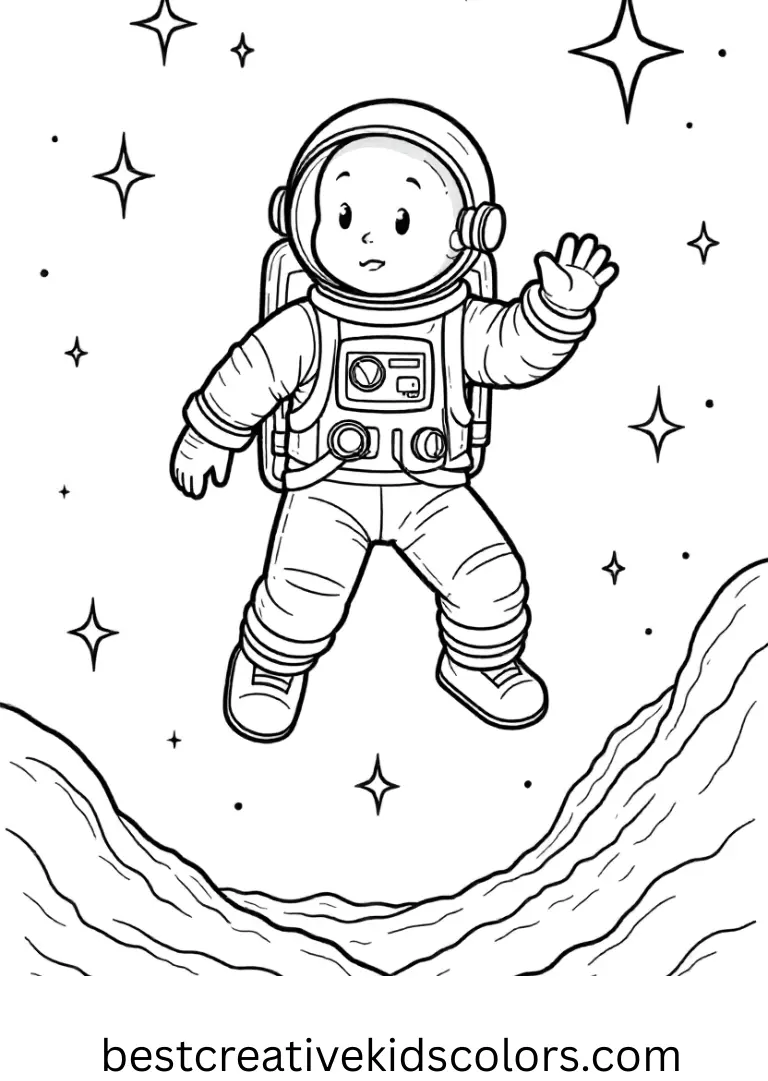 A figure glides calmly beneath sparkling stars and a glowing ridge in Astronaut floating In Space Tattoo.