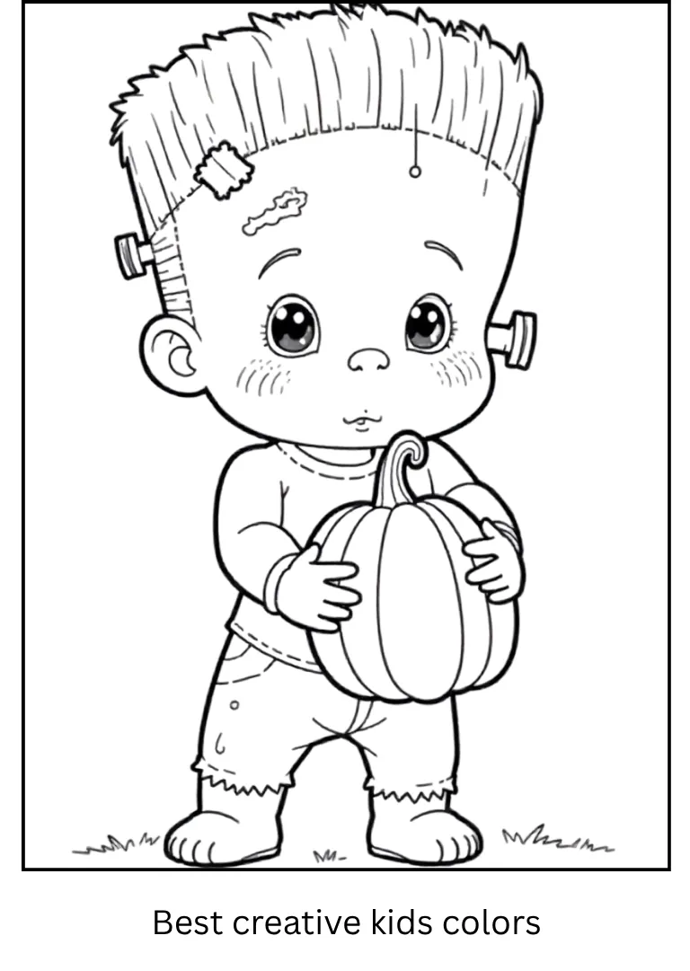 Baby Frankenstein Halloween Coloring Page
