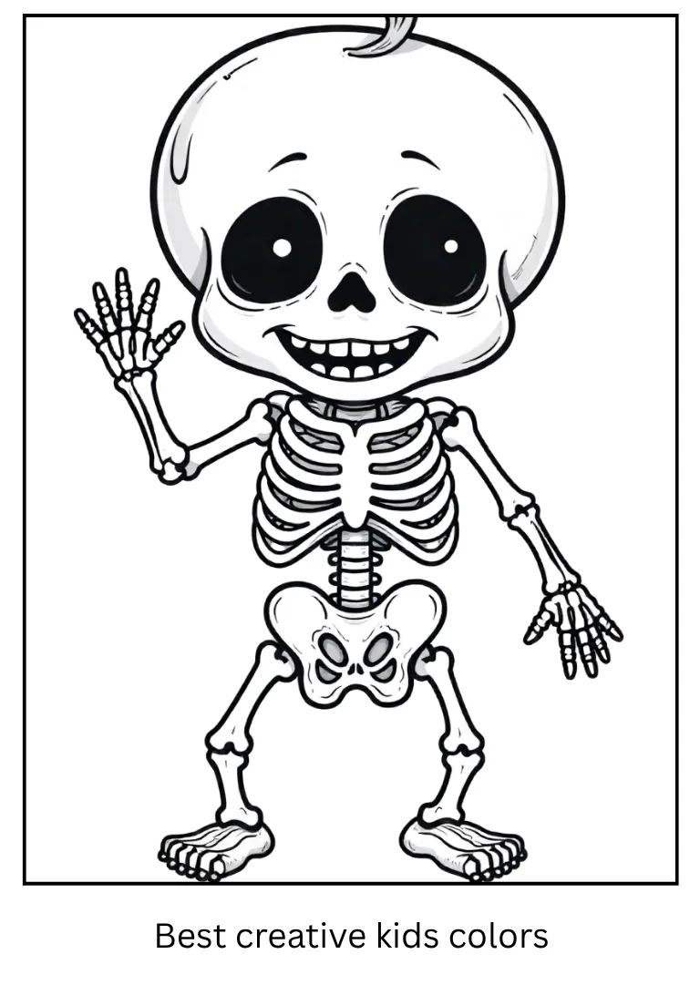Baby Skeleton Halloween Coloring Page