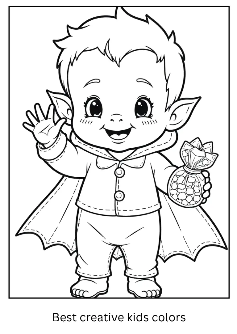 Baby Vampire Halloween Coloring Page