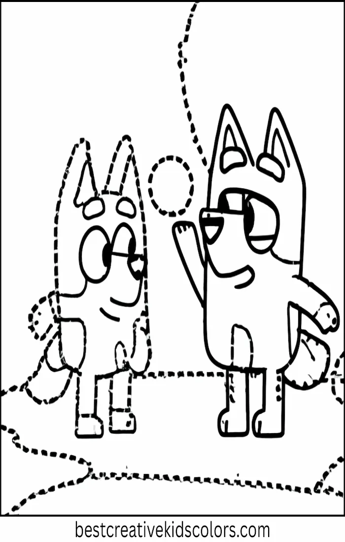 Bandit Plays Catch with Bluey – Coloring Fun