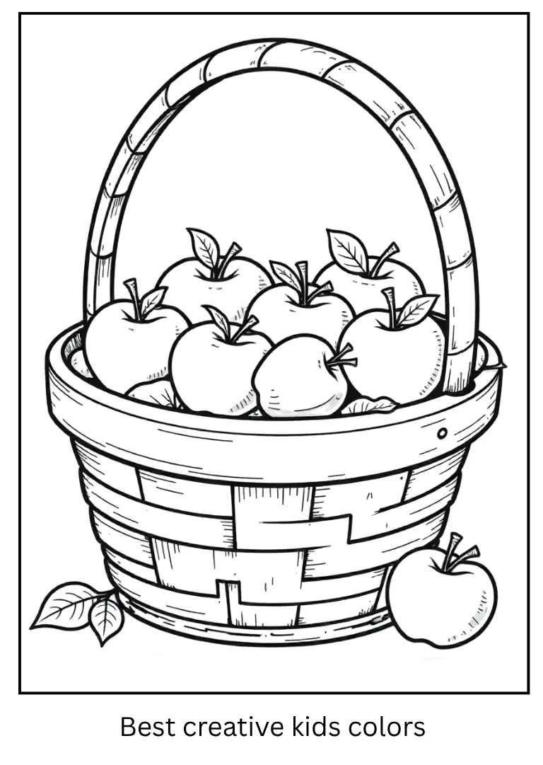 Basket with Apples Coloring Page