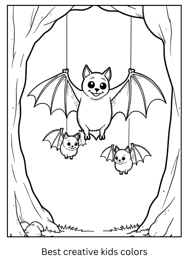 Bat Family Halloween Coloring Printable