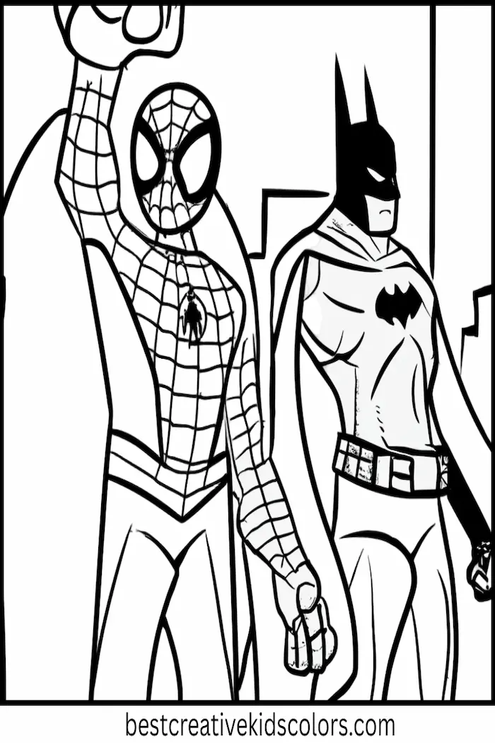 Batman and Spider-Man Coloring Activity Page