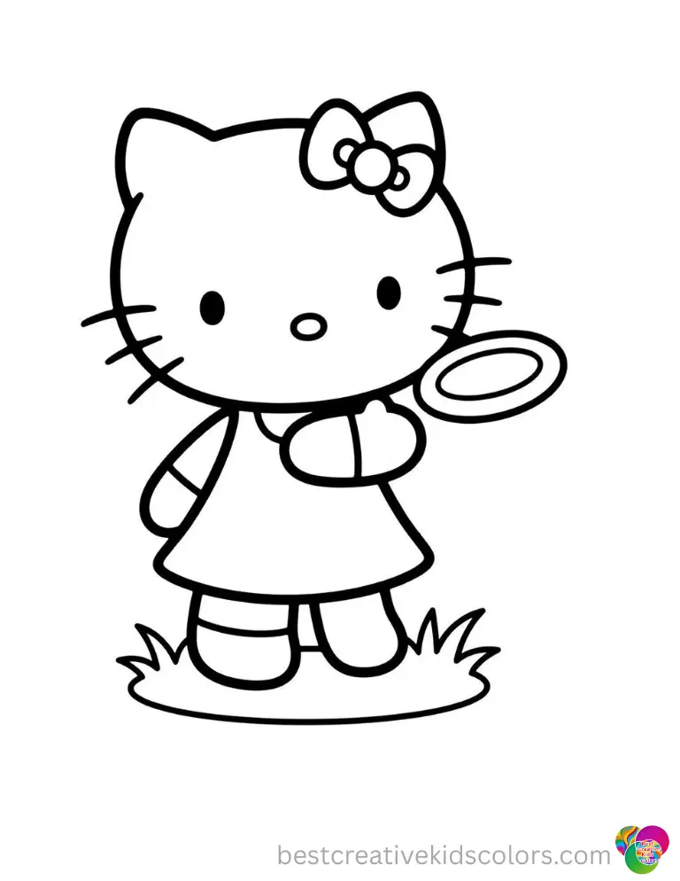 Best Hello Kitty Summer Coloring Pages & Printouts Hello Kitty throws a plastic frisbee across the grass.