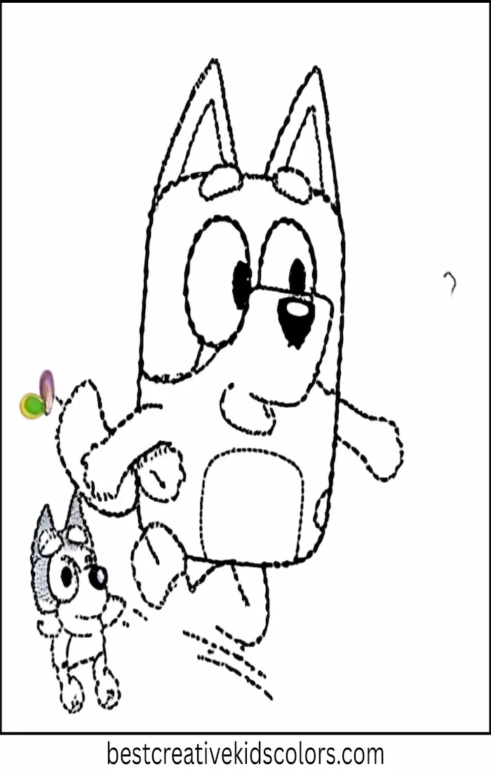Bingo Chases Butterflies with Bluey – Easy Coloring