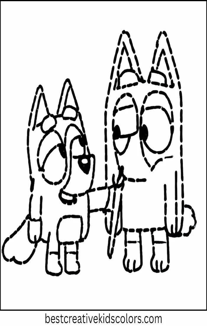 Bingo Paints with Bluey – Kids Coloring Outline