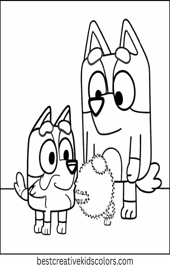 Bingo Plays in Snow with Bluey – Easy Coloring