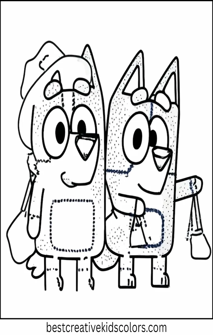 Bingo and Bluey Trick-Or-Treat – Easy Coloring
