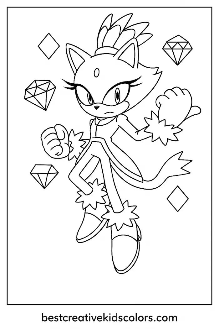 Blaze the Cat Fun Coloring Designs for Kids
