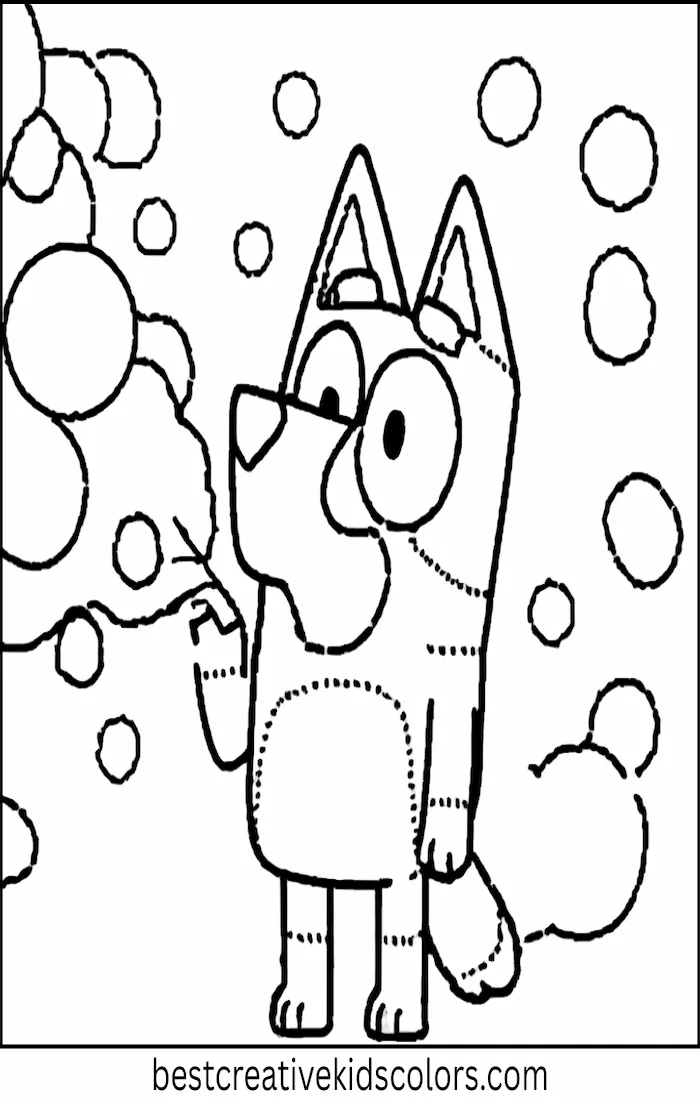 Bluey Blows Bubbles – Easy Coloring