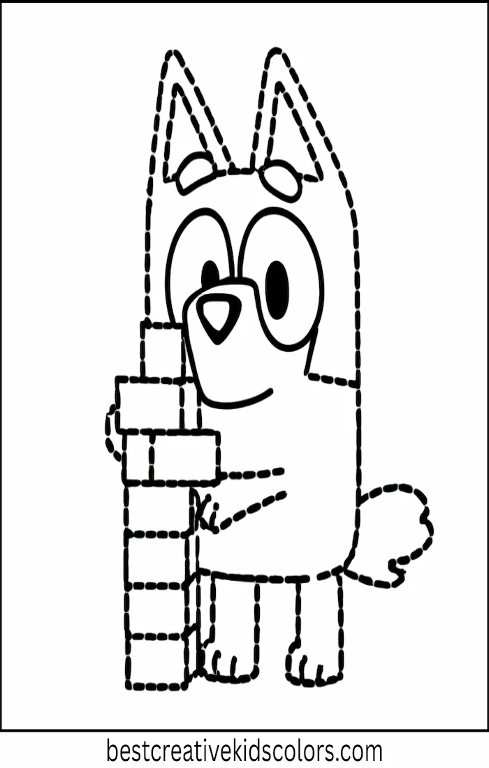 Bluey Builds Block Tower – Kids Coloring Outline