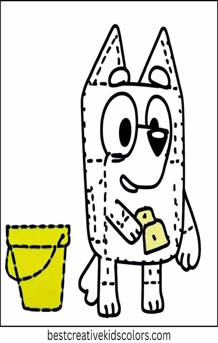 Bluey Builds Sandcastle – Kids Coloring Outline