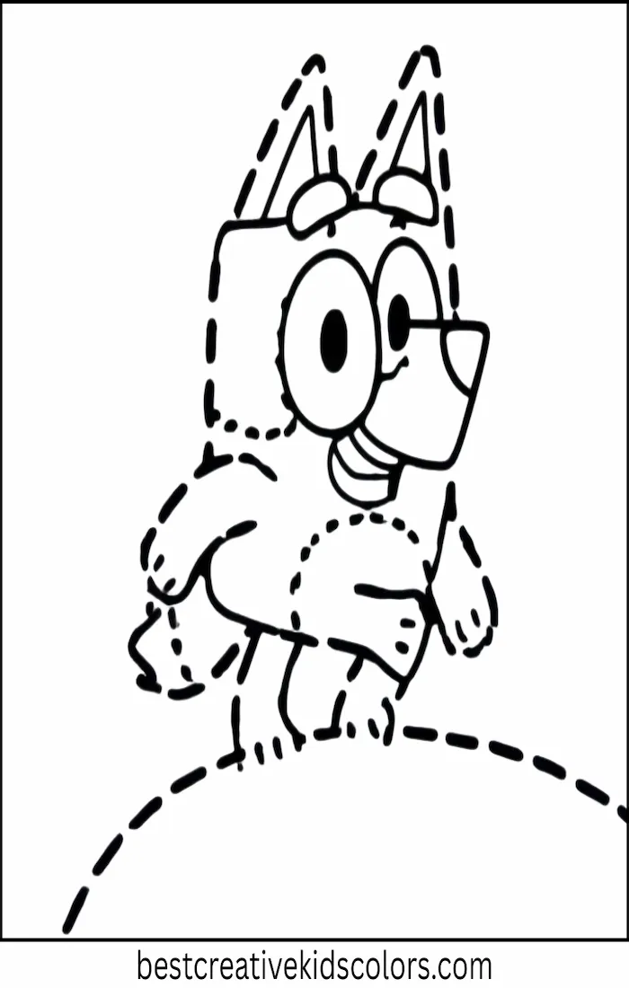 Bluey Climbs Small Hill – Kids Coloring Outline