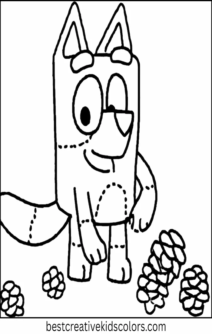 Bluey Collects Pinecones – Kids Coloring Outline