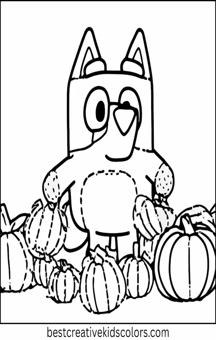 Bluey Collects Pumpkins – Easy Coloring