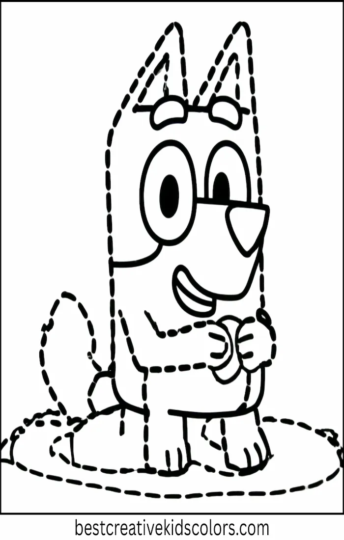 Bluey Collects Seashells – Kids Coloring Outline