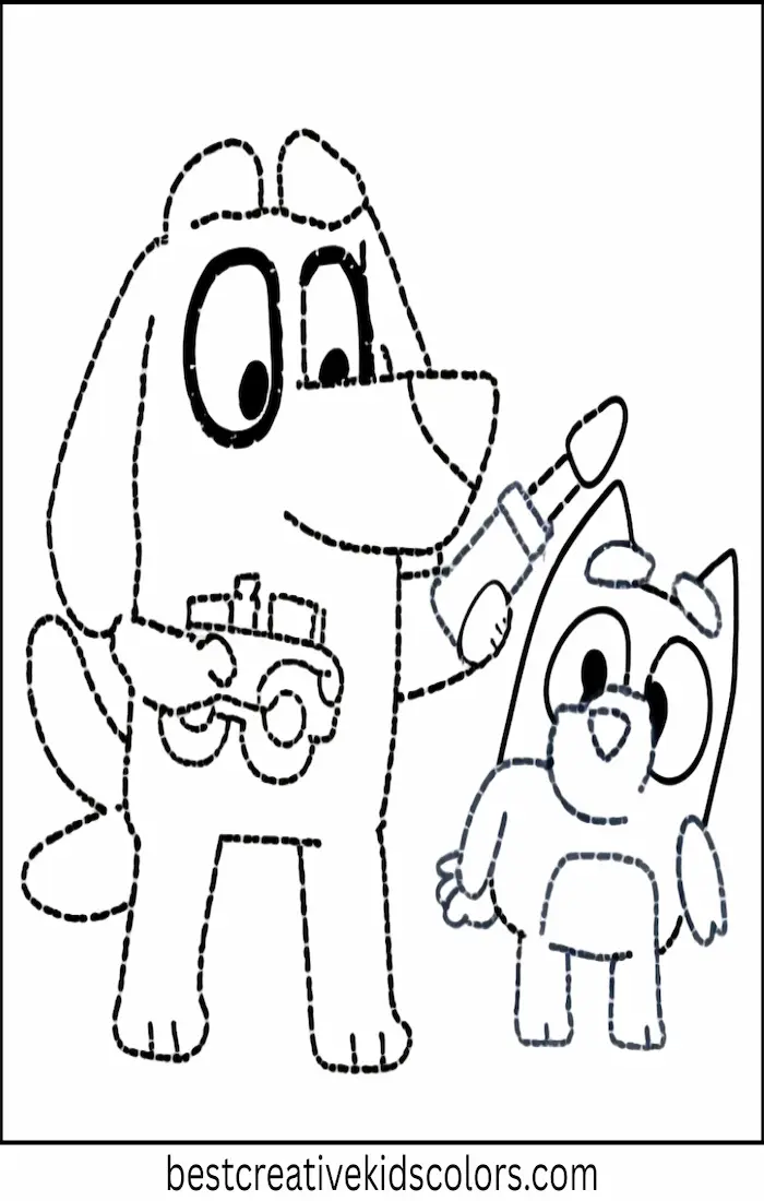Bluey Coloring Pages – Bandit Fixes a Toy